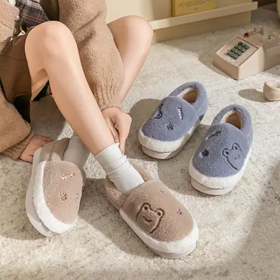 2025 Men Women Fleece Lined Winter Cotton Slippers
