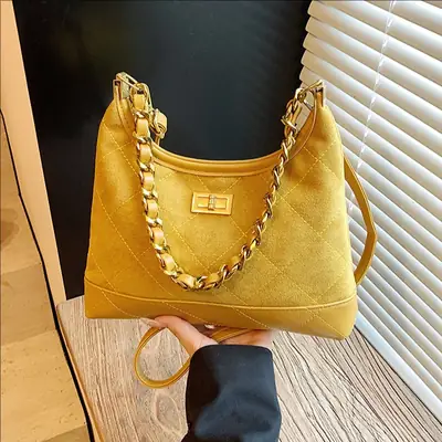 Retro Frosted Rhombus Chain Shoulder Bag for Women