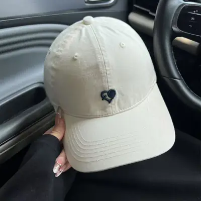 Women Heart Embroidered Baseball Cap Grey