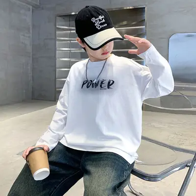 Boys Power Graphic Long Sleeve T-Shirt Black