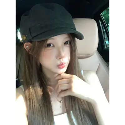 Japanese Retro Button Flat-Top Newsboy Cap for Women 2025