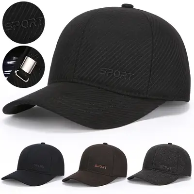 Men's Black Baseball Cap with "SPORT" Logo