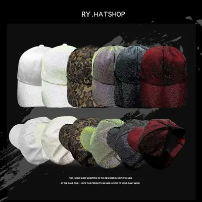 Diamond Encrusted Baseball Cap with Open Top Sunshade