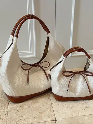 Cross-Border Canvas Vegetable Basket Bag Women Large Capacity 2025 New Summer Niche Single Shoulder Armpit Bag Commuter Tote Bag
