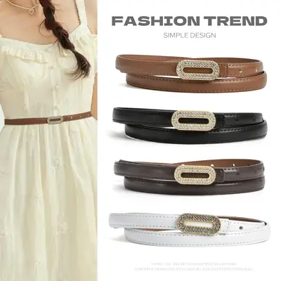 Women's Black Rhinestone Belt with Gold Buckle