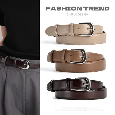 Women Genuine Leather Belt Brown Wide Decorative Belt