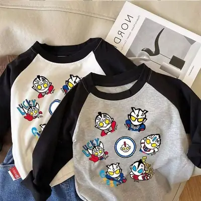 Ultraman Patchwork Boys T-Shirt Black White