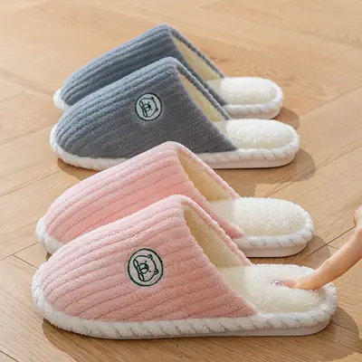 Cotton Slippers Pink Women Winter Warm Indoor