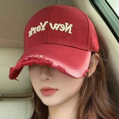 Red Embroidered Baseball Cap for Women 2026