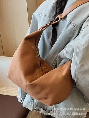 Suede Crossbody Bag Women Large Capacity Retro Frosted