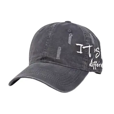 Vintage Distressed Denim Baseball Cap for Men Women Wide Brim