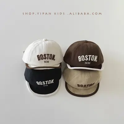 Boston Embroidered Baby Cap Brown New Style
