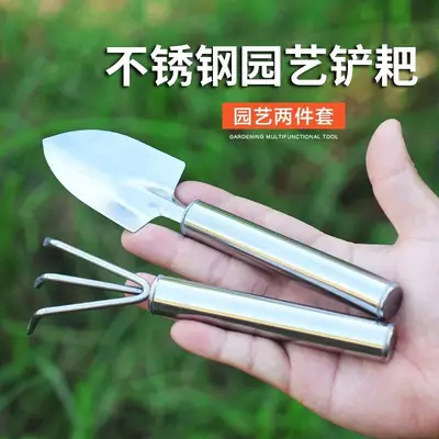 Stainless Steel Gardening Tools Mini Garden Shovel Rake Dual-Purpose Succulent Plant Balcony Small Potted Flower Shovel Rake