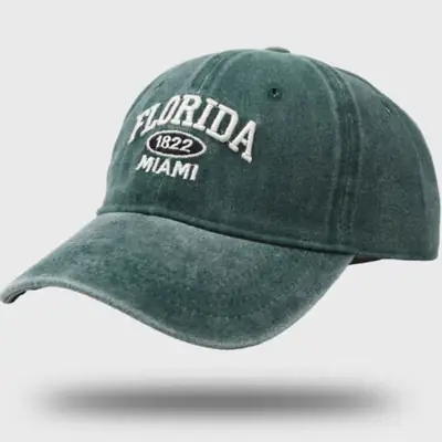 Florida Miami Washed Cap for Women Summer Sunshade Duckbill