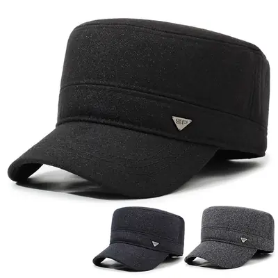 Men's Black Winter Peaked Cap Baseball Cap