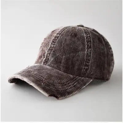 Men's Corduroy Baseball Cap Beige Notched Casual
