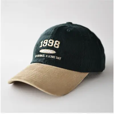 1998 Embroidered Baseball Cap Black Beige Men Women