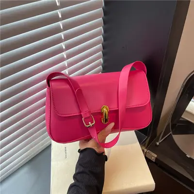 Pink Women's Lock Design Shoulder Bag 2025