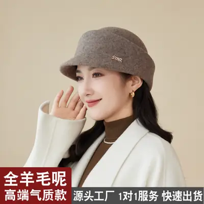 Women Woolen British Style Hat Winter Autumn Warm