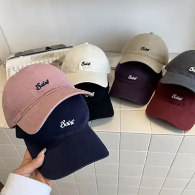 White-Purple Cotton Letter Embroidery Baseball Cap for Women