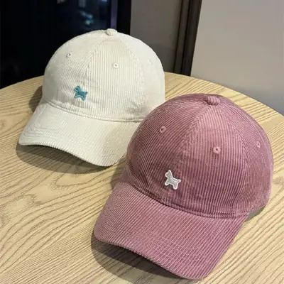 New Corduroy Pony Hats White Pink Unisex Travel Sun Hat