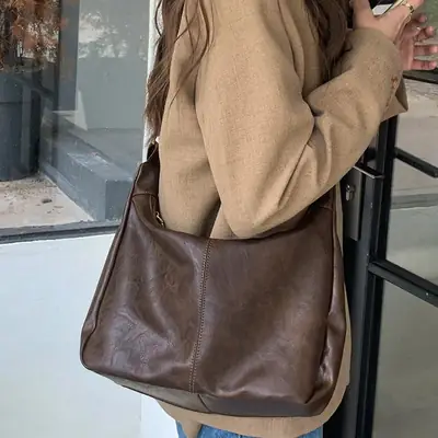 Brown Crossbody Tote Bag for Women College Students