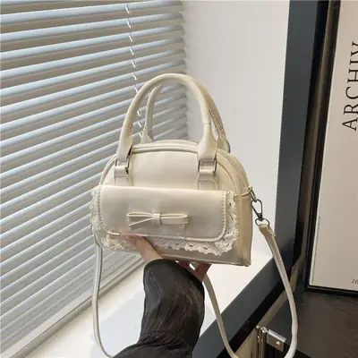 Women Crossbody Bag Pure Color Bow Niche Pillow Bag