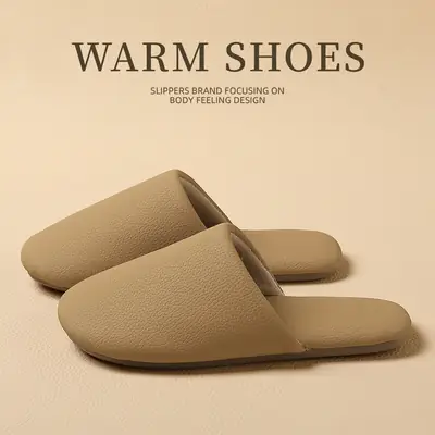 Japanese-Style White Cotton Slippers for Women Winter