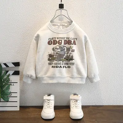 White Cotton Party Sweatshirt for Boys 2025
