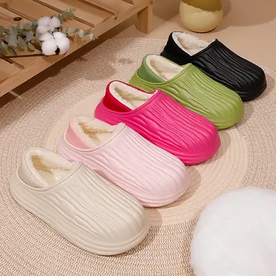 Women's Warm Plaid Slipper Can Be Worn Outside 4.0cm