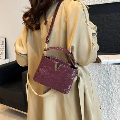 Purple Embroidered Crossbody Bag for Women