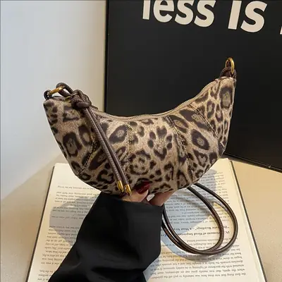 Leopard Print Croissant Bag Women's Shoulder Crossbody