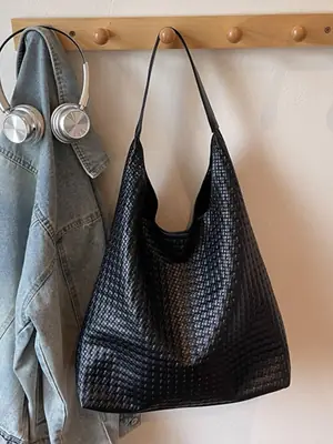 Women Cross-Border Woven Tan Tote Bag 2025