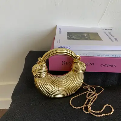 Golden Acrylic Chain Dumpling Bag for Women