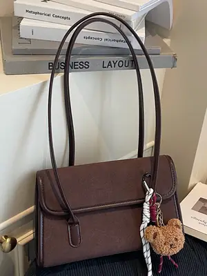Large Capacity Satchel Bag for Women Brown Leather