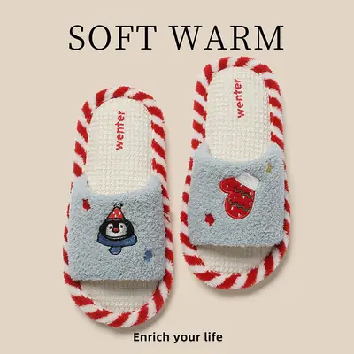 White Korean Style Cotton Slippers for Girls