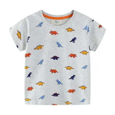 2025 Boys Dinosaur Short Sleeve T-Shirt Grey