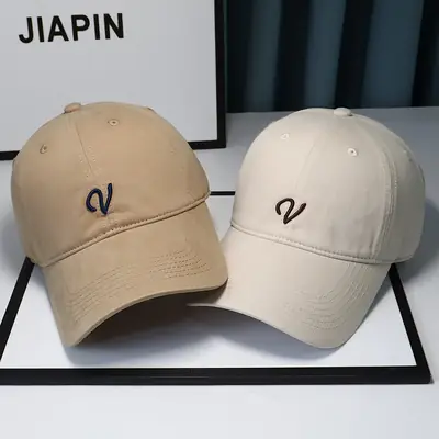 Women Beige Letter Embroidered Baseball Cap Spring Autumn