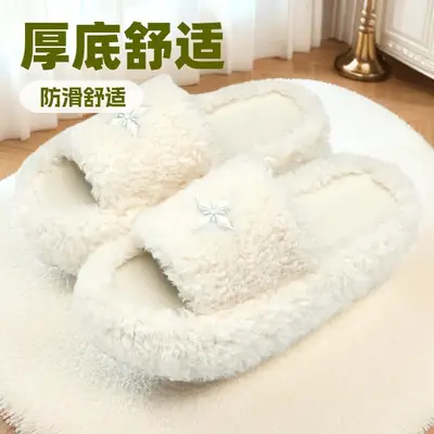 Women's Furry Plush Slippers Winter Indoor Shoes