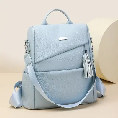 Light Blue Korean Style Anti-Theft Cross-Border Backpack