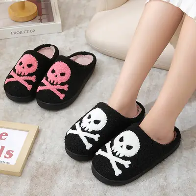 Cross-Border New Halloween Skull Cartoon Warm Winter Cotton Slippers for Men and Women Couples Home Indoor Cotton Slippers