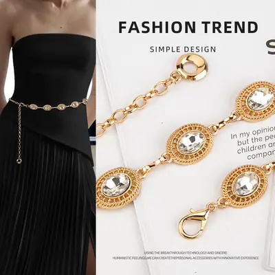 Silver Rhinestone Crossbody Chain for Women