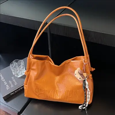 Korean Retro Orange Shoulder Bag for Women 2025