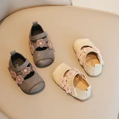 Spring and Autum Girls' Princess Shoes, Stylish and Elegant Small Leather Shoes, Shallow Mouth Baby Shoes, Non-Slip Soft Sole Toddler Shoes