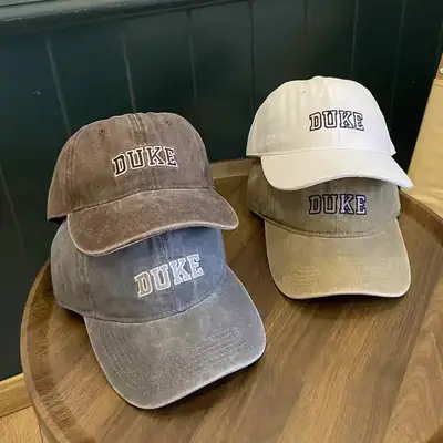 Washed Cotton Embroidered Duck Cap for Men Women Spring Summer Vintage Distressed