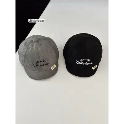 Black "Little Bear" Baseball Cap for Boys