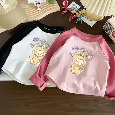 Labubu Kids T-Shirt White Pink Cotton Summer Boys