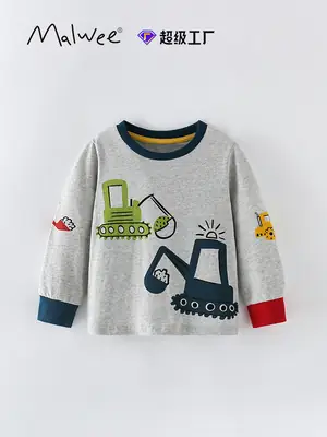 Grey Cross-Border Kids T-Shirt Spring Fall New