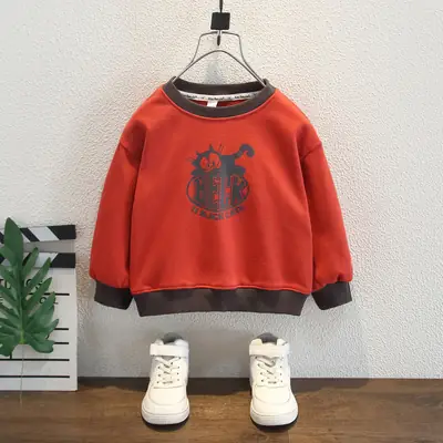 Boys Red Black Cats Sweatshirt Spring Autumn 2025