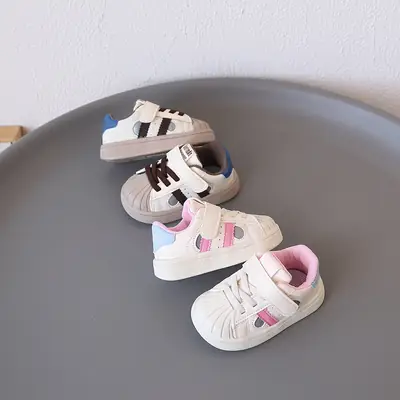 Baby Girl's Fashionable Shell-Toe Shoes, Baby Shoes, Soft-Soled Toddler Shoes, Autum Boys' Fashionable Sports Sneakers